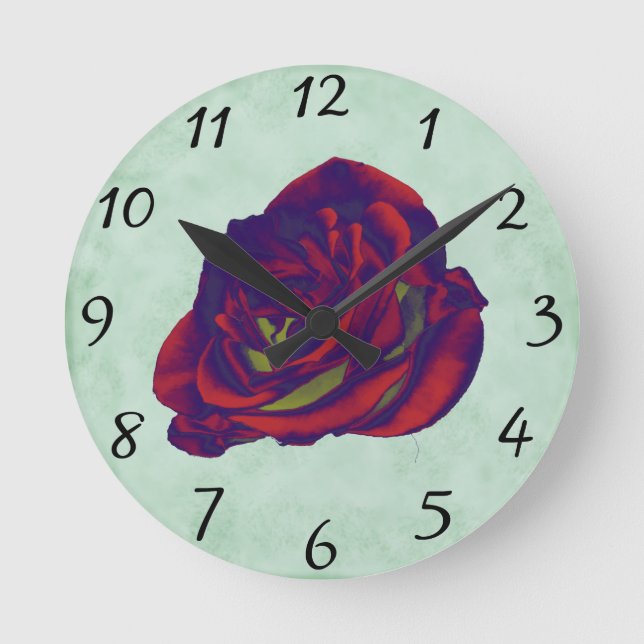 Red Rose Wall Clock (Front)