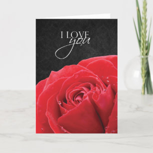 Red Rose & Water Droplets   I Love You Card