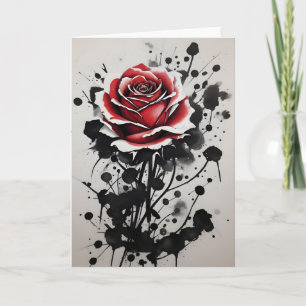 Red Rose - Watercolor flowers Card