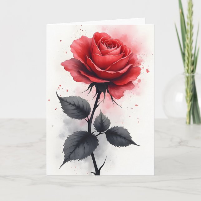 Red Rose - Watercolor flowers Card (Front)