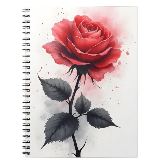 Red Rose - Watercolor flowers Notebook (Front)