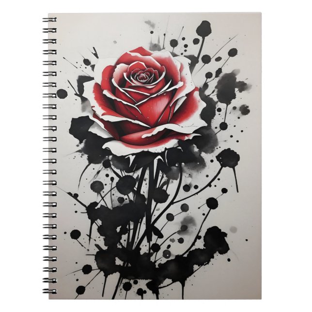 Red Rose - Watercolor flowers Notebook (Front)