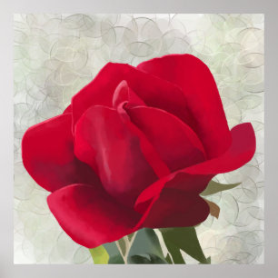 Red rose watercolor poster