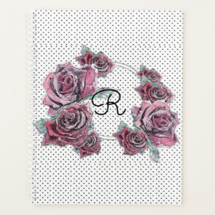 Red Rose Watercolour dot Womans Initial Planner