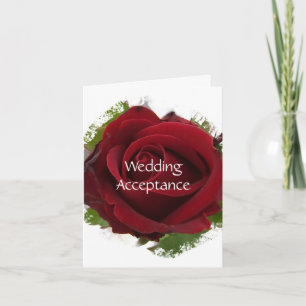 Red Rose Wedding Acceptance Card