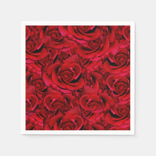 red rose wedding collage napkin (Front)