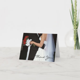 Red Rose Wedding Couple Thank You Note Card