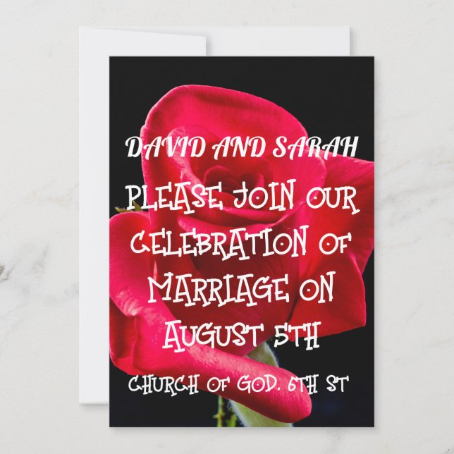 RED ROSE WEDDING CUSTOM Invitations (Front)