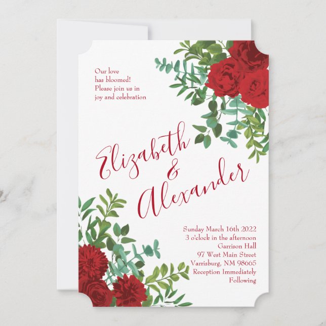 Red Rose Wedding Elegant Classic Invitation (Front)