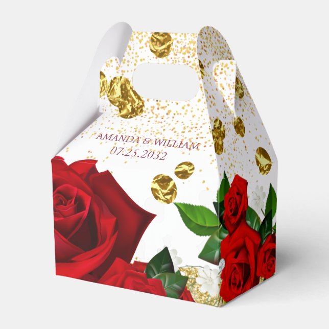 Red Rose Wedding Favour Box (Front Side)