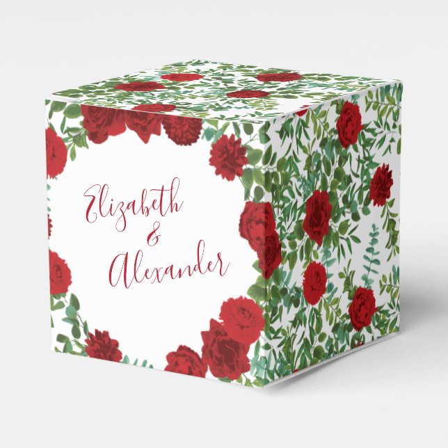 Red Rose Wedding Favour Box (Front Side)