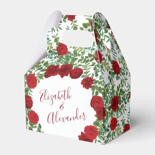 Red Rose Wedding Favour Box (Front Side)
