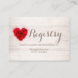 Red rose wedding gift registry card hhn01