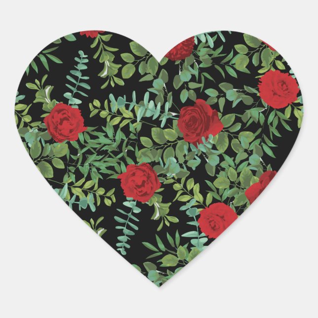 Red Rose Wedding Heart Sticker (Front)