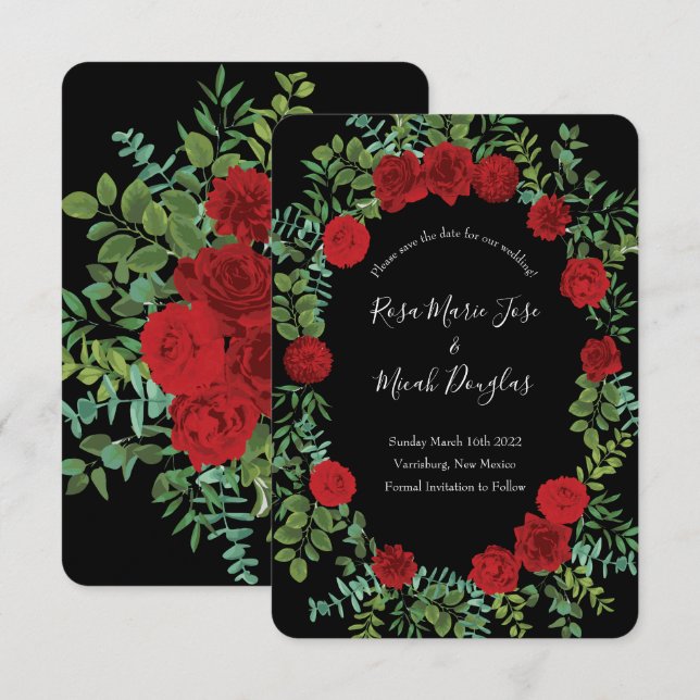Red Rose Wedding Invitation (Front/Back)