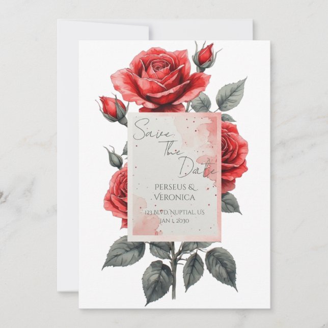 Red Rose Wedding Invitation (Front)