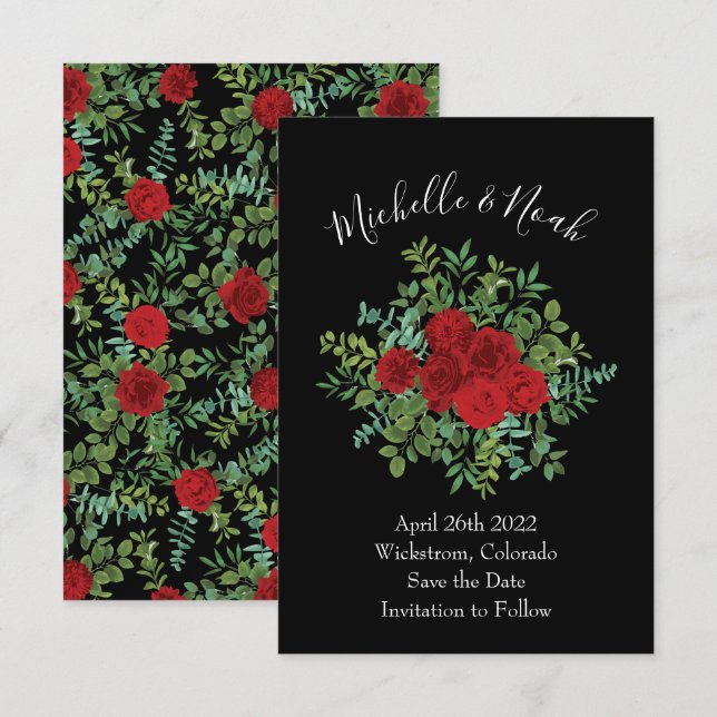 Red Rose Wedding Invitation (Front/Back)