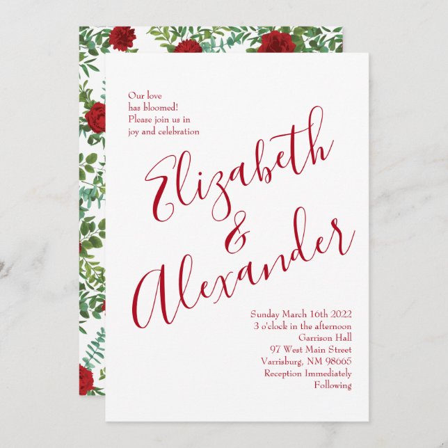 Red Rose Wedding Invitation (Front/Back)