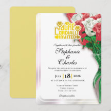 Red Rose Wedding Invite - Gold Heading #3