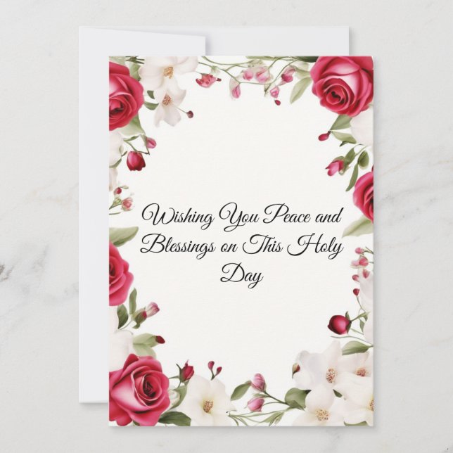 red rose wedding, lily-of-the-valley , pink holiday card (Front)