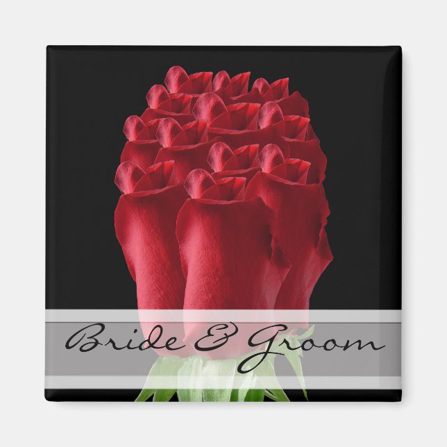 Red Rose Wedding Magnets Customise for Any Event- (Front)