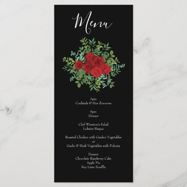 Red Rose Wedding Menu (Front)