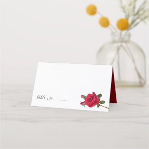 Red Rose Wedding Place Escort Cards Standing