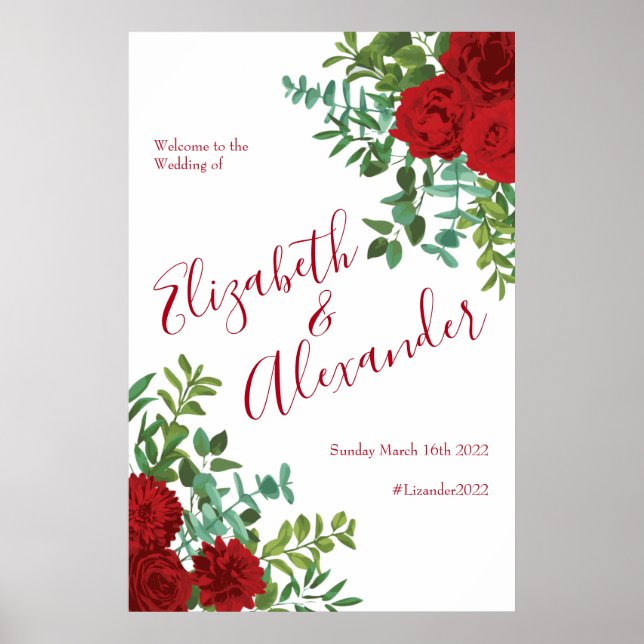 Red Rose Wedding Poster (Front)