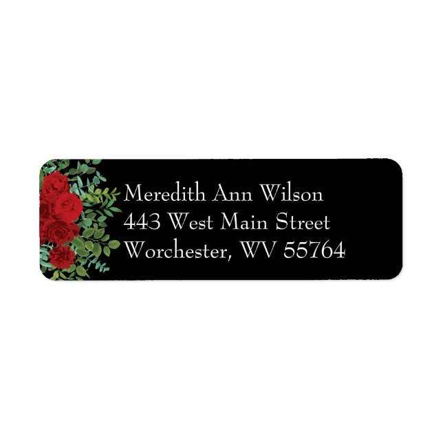 Red Rose Wedding Return Address Label (Front)