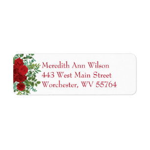 Red Rose Wedding Return Address Label