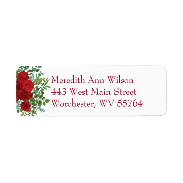 Red Rose Wedding Return Address Label (Front)