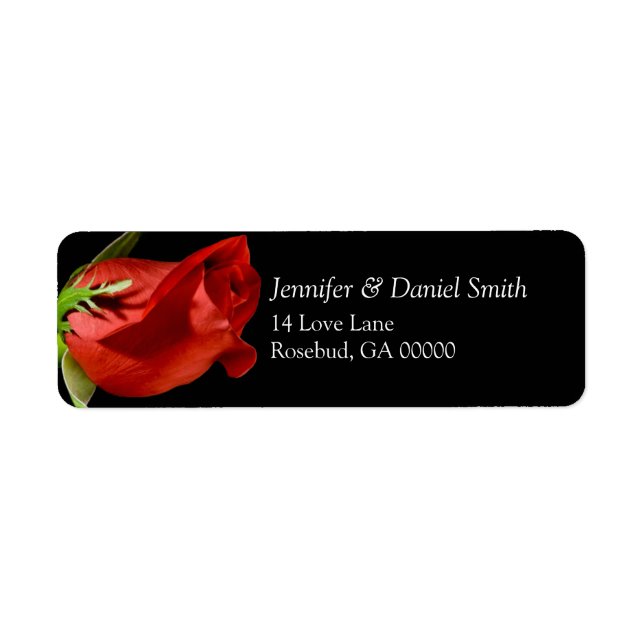 Red Rose Wedding Return Address Labels (Front)