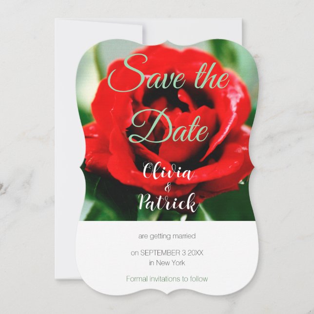 Red Rose Wedding Save the Date  Invitation (Front)
