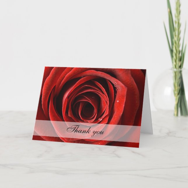 Red Rose Wedding Thank You Card (Front)