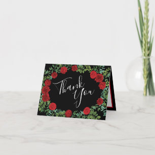 Red Rose Wedding Thank You Card