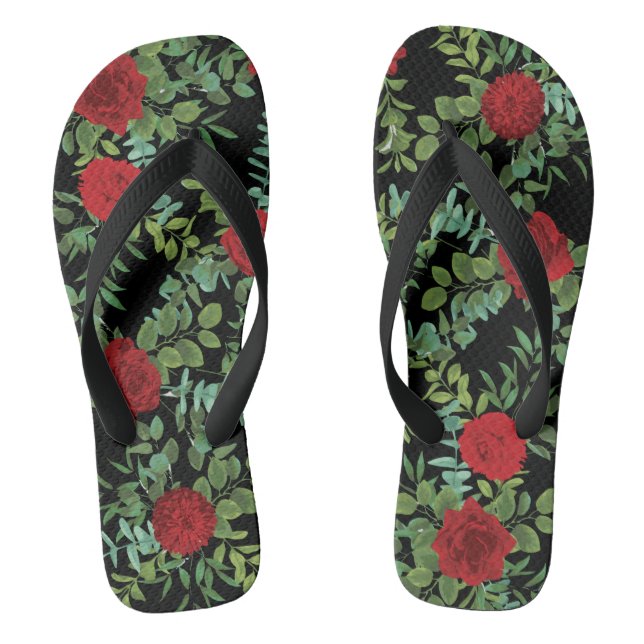Red Rose Wedding Thongs (Footbed)
