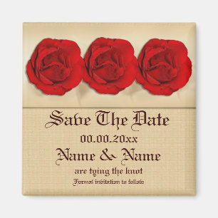 Red rose wedding trio Personalised Magnet