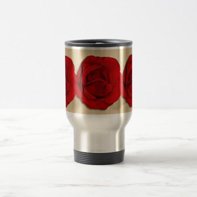 Red rose wedding trio | Personalised Travel Mug (Center)