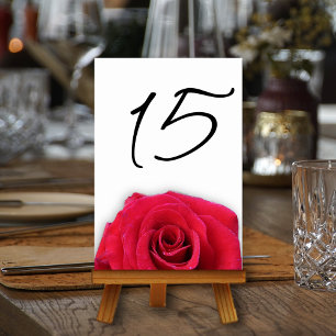Red Rose Wedding Vertical Table Number Cards
