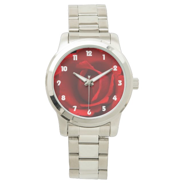 Red Rose White Fat Numbers waa Watch (Front)