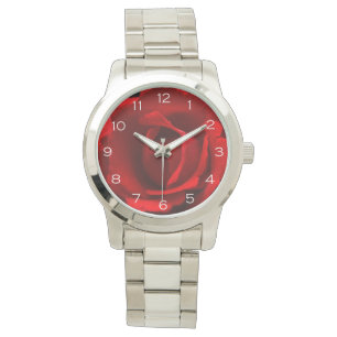 Red Rose White Numbers Mens cn Watch