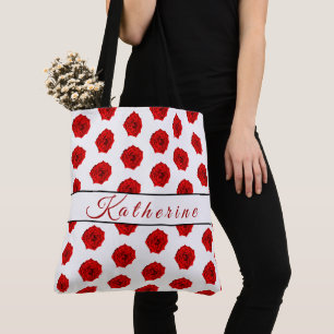 Red Rose White Personalised Tote Bag