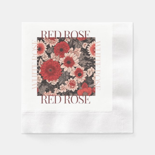 Red Rose White Rose Napkin (Front)