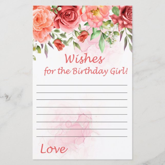 Red Rose Wishes for the birthday girl (Front)