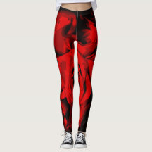 Red Rose with Black Print-all-over Leggings