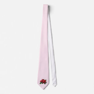 Red Rose with Buds and Leaves Tie