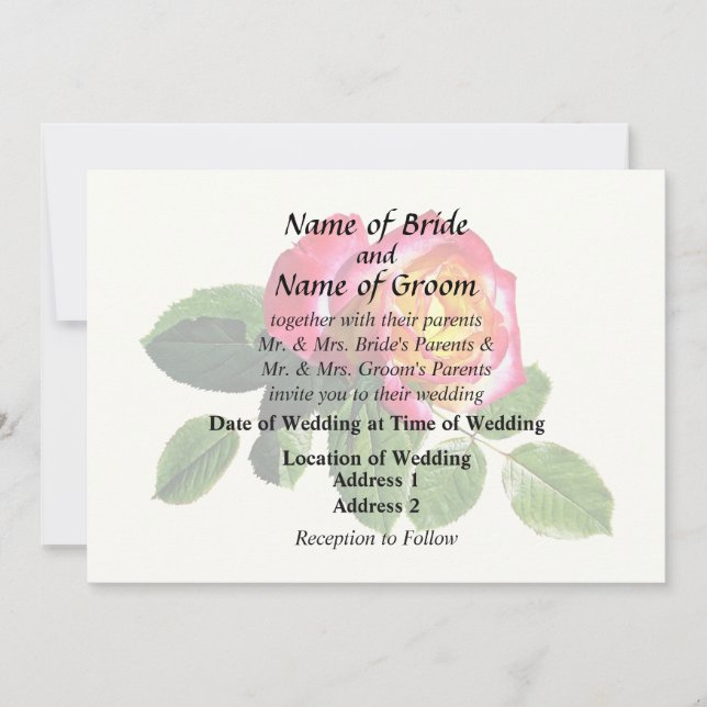 Red Rose With Golden Yellow Centre Invitation (Front)