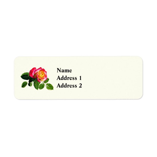 Red Rose With Golden Yellow Centre Return Address Label (Front)