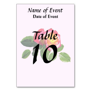 Red Rose With Golden Yellow Centre Table Number