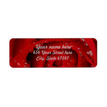 Red Rose with Water Drops Return Address labels